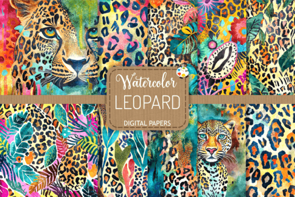 Download Leopard - Watercolor Digital Papers - Digital papers Collection
