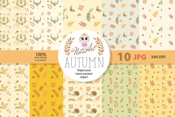 Download Cozy Fall Digital Papers, Autumn Leaves - Digital papers Collection