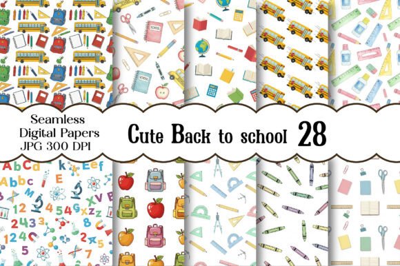 Download Cute Back to School Digital Papers - Digital papers Collection