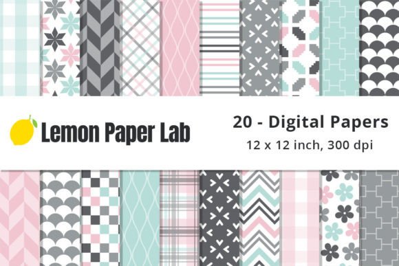 Download Pink and Grey Geometric Digital Papers - Digital papers Collection