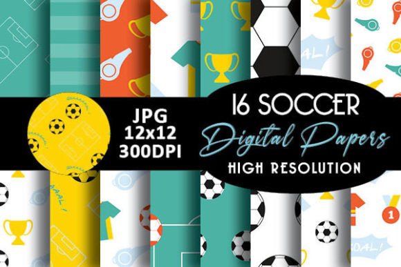 Download Mint and Orange Soccer Digital Papers - Digital papers Collection