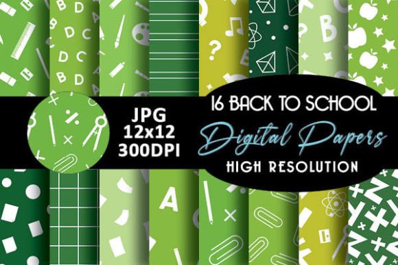 Download Green Back to School Digital Papers - Digital papers Collection