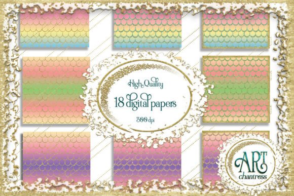 Download Mermaid Scale Digital Papers Rainbow - Digital papers Collection