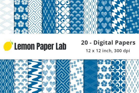 Download Blue and White Geometric Digital Papers - Digital papers Collection