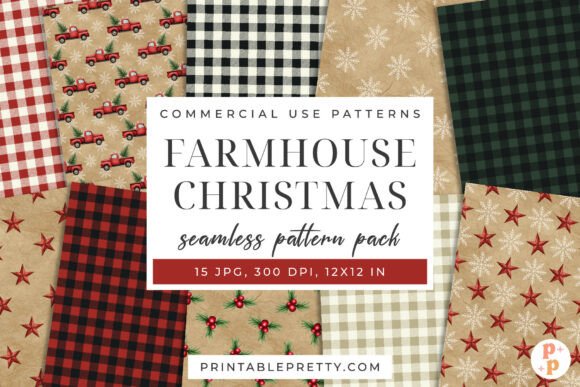Download Farmhouse Christmas Digital Papers - Digital papers Collection