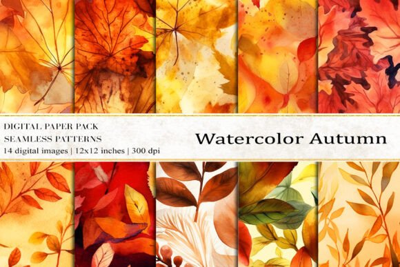 Download Watercolor Autumn Digital Papers - Digital papers Collection