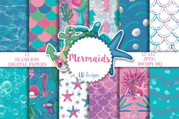 Download Mermaids Seamless Digital Papers - Digital papers Collection