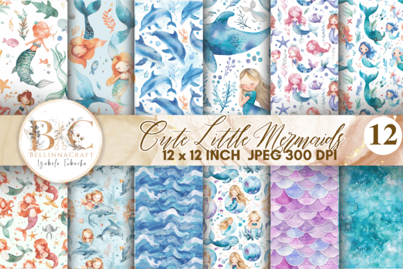 Download Pastel Little Mermaids Digital Papers - Digital papers Collection