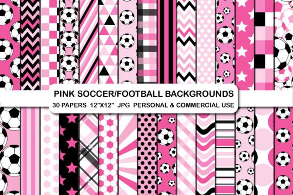 Download Pink Soccer Digital Papers Set Football - Digital papers Collection