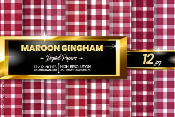 Download Maroon Gingham Digital Papers - Digital papers Collection
