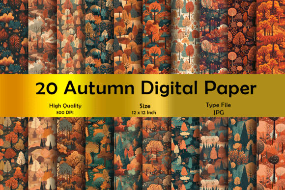 Download Autumn Digital Papers, Big Bundle - Digital papers Collection