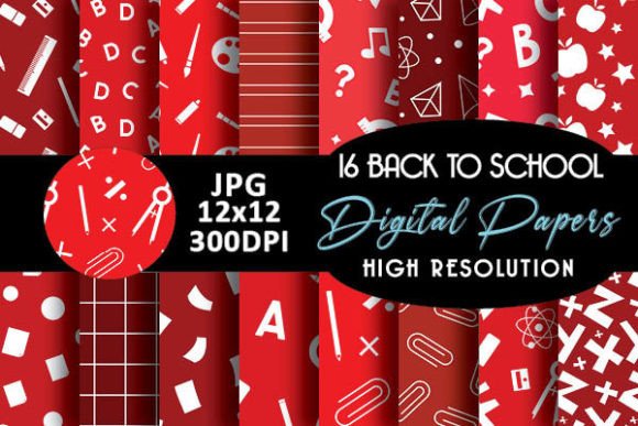 Download Red Back to School Digital Papers - Digital papers Collection