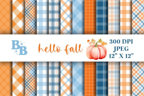 Download 12" Hello Fall Digital Papers Orange Blu - Digital papers Collection