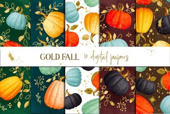 Download Gold Fall Digital Papers Gold Pumpkins - Digital papers Collection