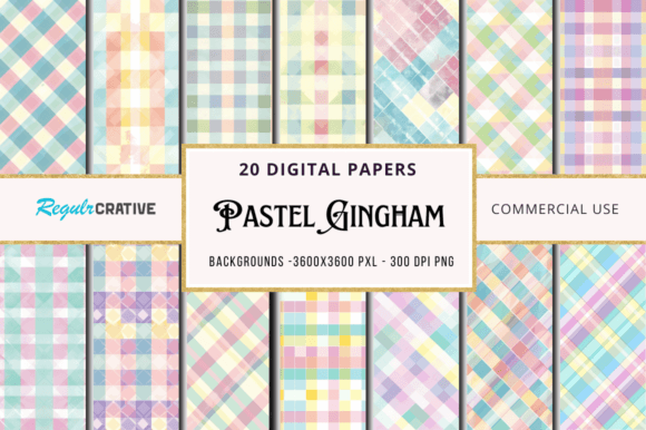 Download Pastel Gingham Digital Papers Bundle - Digital papers Collection