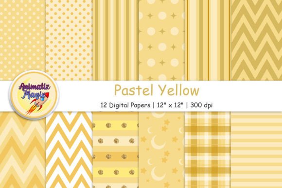 Download 12 Pastel Yellow Digital Papers - Digital papers Collection