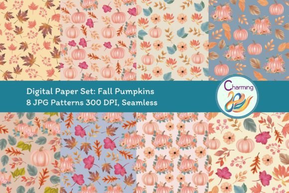 Download Digital Papers Set: Fall Pumpkin - Digital papers Collection