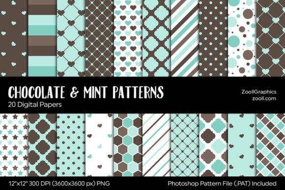 Download Chocolate and Mint Digital Papers - Digital papers Collection