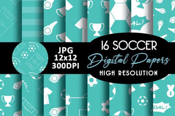 Download Mint Soccer Digital Papers Patterns - Digital papers Collection