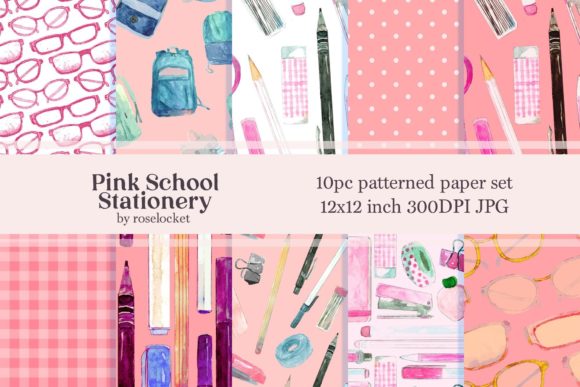 Download Pink School Stationery Digital Papers - Digital papers Collection
