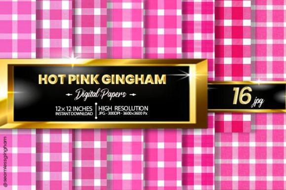 Download Hot Pink Gingham Digital Papers - Digital papers Collection