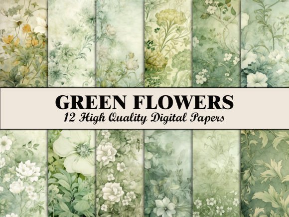 Download Green Botanical Flower Scrapbook Paper - Botanical Collection