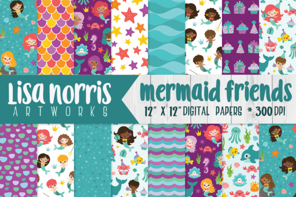 Download Mermaid Friends Digital Papers - Digital papers Collection
