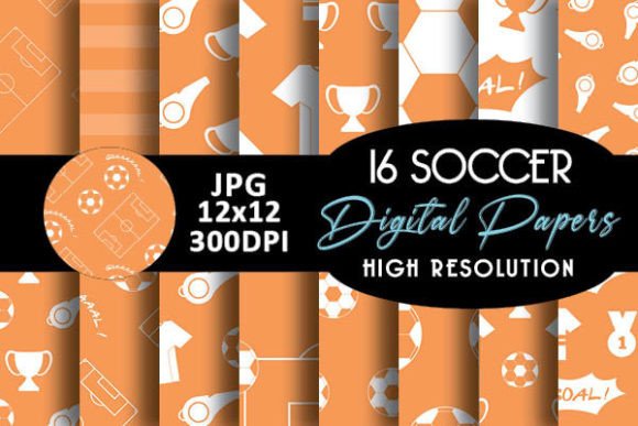 Download Orange Soccer Digital Papers Patterns - Digital papers Collection