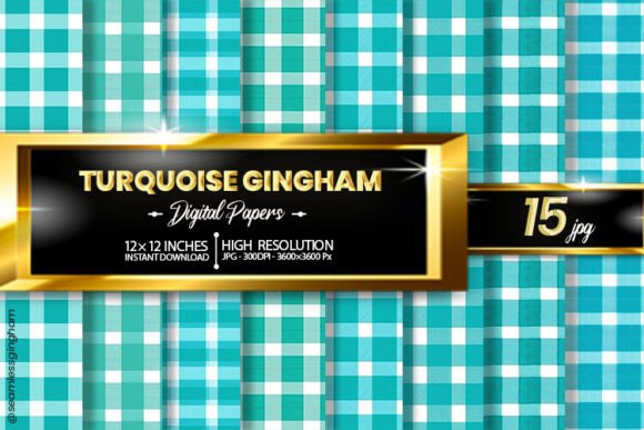 Download Turquoise Gingham Digital Papers - Digital papers Collection