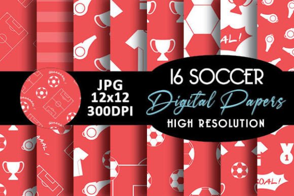 Download Red Soccer Sport Digital Papers Pattern - Digital papers Collection