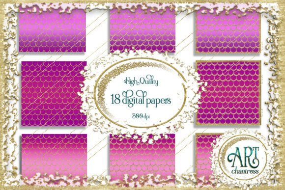Download Mermaid Scale Digital Papers Purple - Digital papers Collection