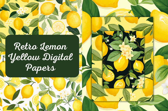 Download Retro Lemon Yellow Digital Papers - Digital papers Collection