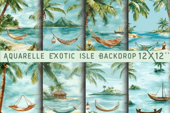 Download Aquarelle Exotic Isle Backdrop - Backdrop Collection