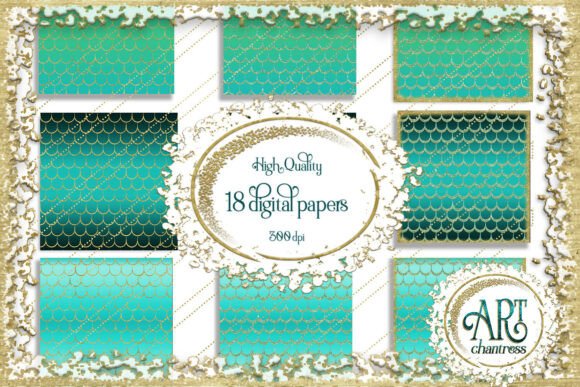 Download Mermaid Scale Digital Papers Teal - Digital papers Collection