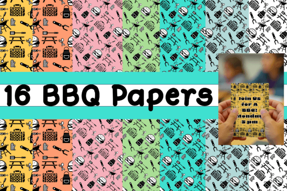 Download BBQ Cute Digital Papers Pattern Set - Digital papers Collection