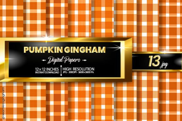Download Pumpkin Gingham Digital Papers - Digital papers Collection