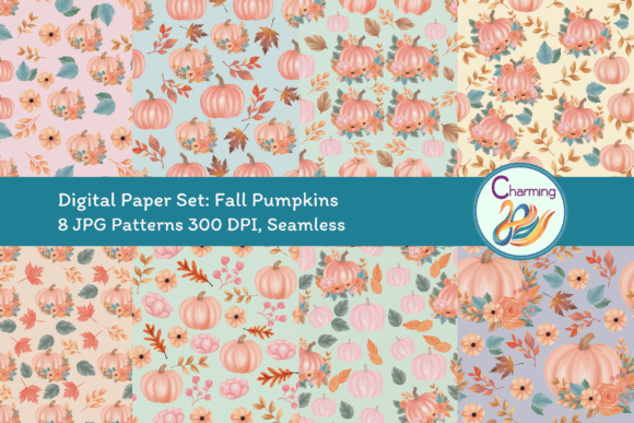 Download Digital Papers Set: Fall Pumpkin - Digital papers Collection
