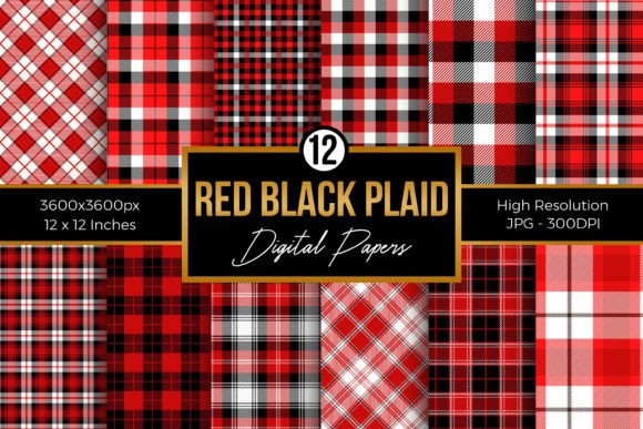 Download Red and Black Plaid Digital Papers Pack - Digital papers Collection
