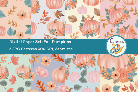 Download Digital Papers Set: Fall Pumpkins - Digital papers Collection
