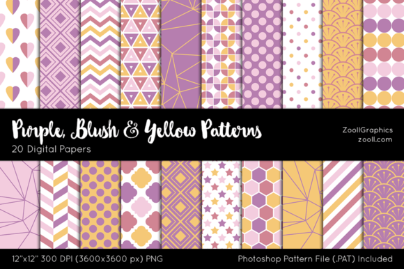Download Purple, Blush and Yellow Digital Papers - Digital papers Collection