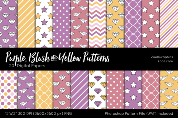Download Purple, Blush and Yellow Digital Papers - Digital papers Collection