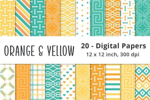 Download Orange, Mint, and Yellow Digital Papers - Digital papers Collection