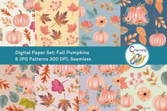 Download Digital Papers Set: Fall Pumpkin - Digital papers Collection