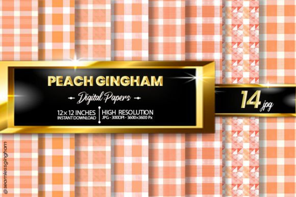 Download Peach Gingham Digital Papers - Digital papers Collection