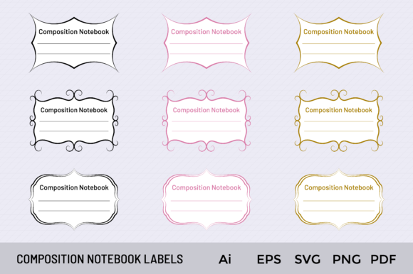 Download Composition Notebook Labels Illustration - Composition Collection