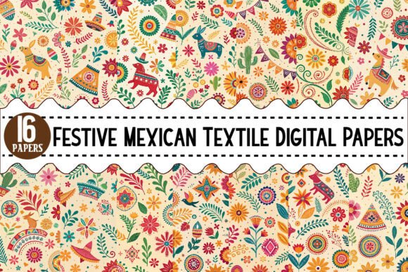 Download Festive Mexican Textile Digital Papers - Digital papers Collection
