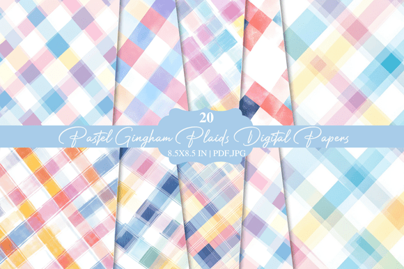 Download Pastel Gingham Plaids Digital Papers - Digital papers Collection