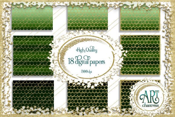 Download Mermaid Scale Green Digital Papers PNG - Digital papers Collection