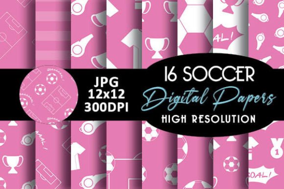 Download Pink Soccer Sport Digital Papers Pattern - Digital papers Collection